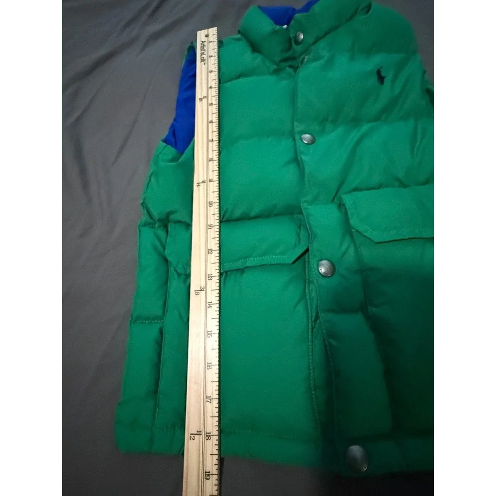 Polo Ralph Lauren Vest Youth Kids Blue Green Reversible Goose Down Puffer Size 6
